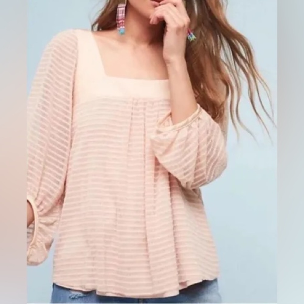 Anthropologie Meadow Rue Allyson light blush peach/pink Blouse